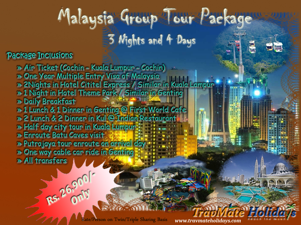 Cheap Malaysia Group Tour Package - TravMate Holidays, Kerala